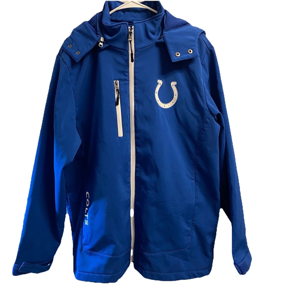 NFL GIII Indianapolis Colts Men Blue Bomber Jacket Heavy Coat Sz. L-EUC